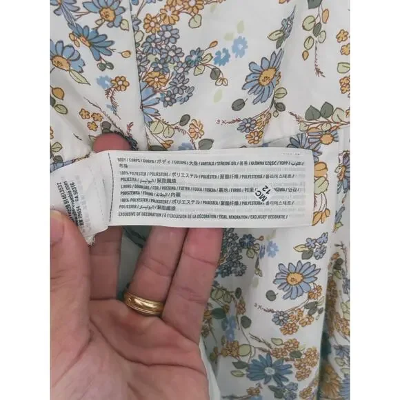 Abercrombie & Fitch Floral Babydoll Slip Midi Dress Medium Tall Cottage Romantic - Picture 9 of 9